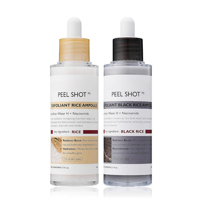Rice Peel Exfoliating Ampoule Duo with White and Black Rice Extracts