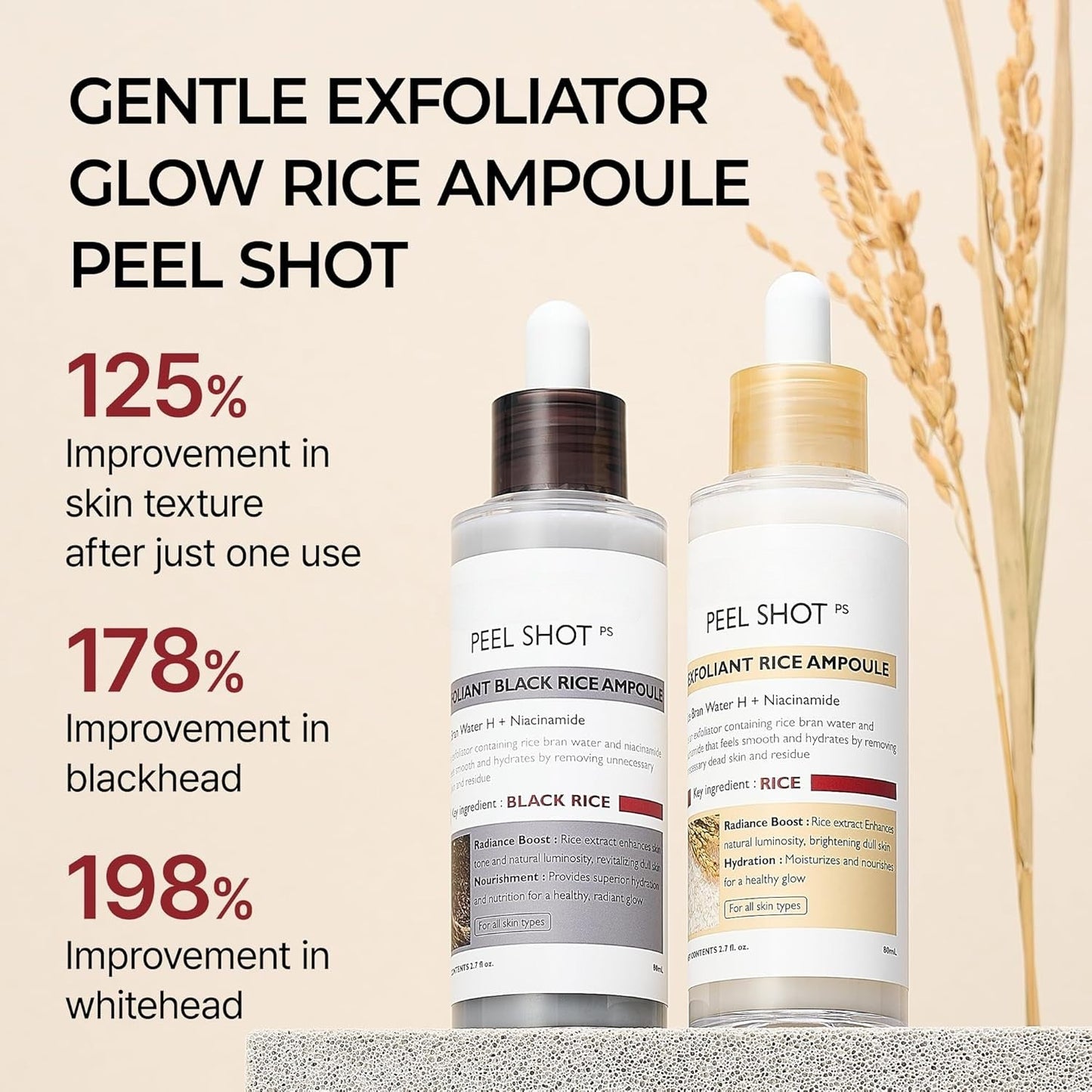 Rice Peel Exfoliating Ampoule Duo with White and Black Rice Extracts