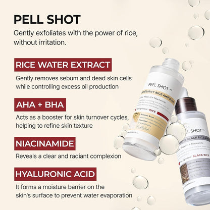 Rice Peel Exfoliating Ampoule Duo with White and Black Rice Extracts