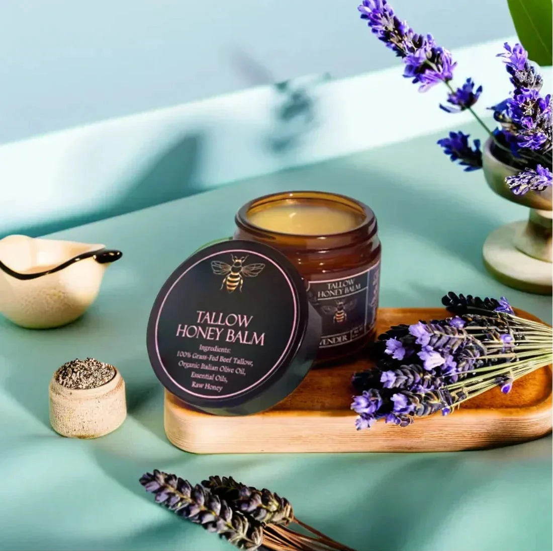 Organic Tallow Honey Balm with Grass-Fed Beef Tallow and Raw Honey