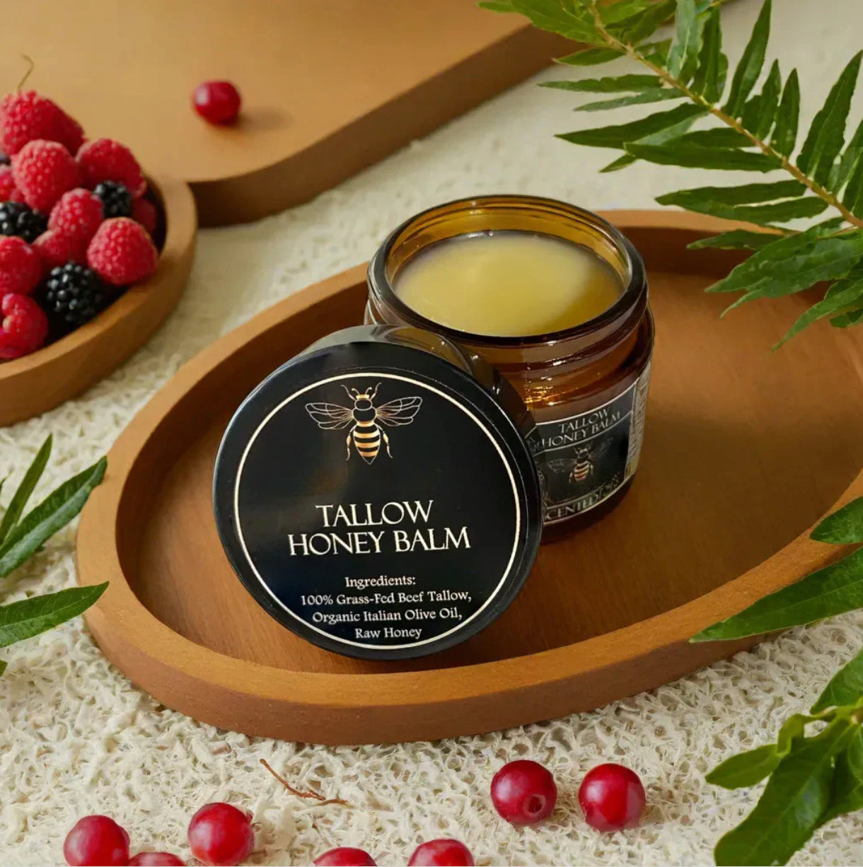 Organic Tallow Honey Balm with Grass-Fed Beef Tallow and Raw Honey