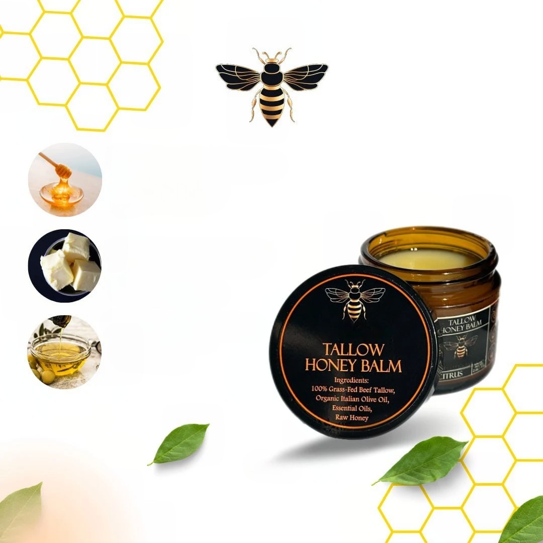 Organic Tallow Honey Balm with Grass-Fed Beef Tallow and Raw Honey